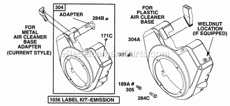Blower Housing Chart Diagram and Parts List for 290447-0041-01  Briggs and Stratton Engine